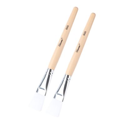 CALLARON 2pcs Random Color Wooden Handle Face Mask Brush Applicator for Facial Masks DIY Makeup and Skin Care