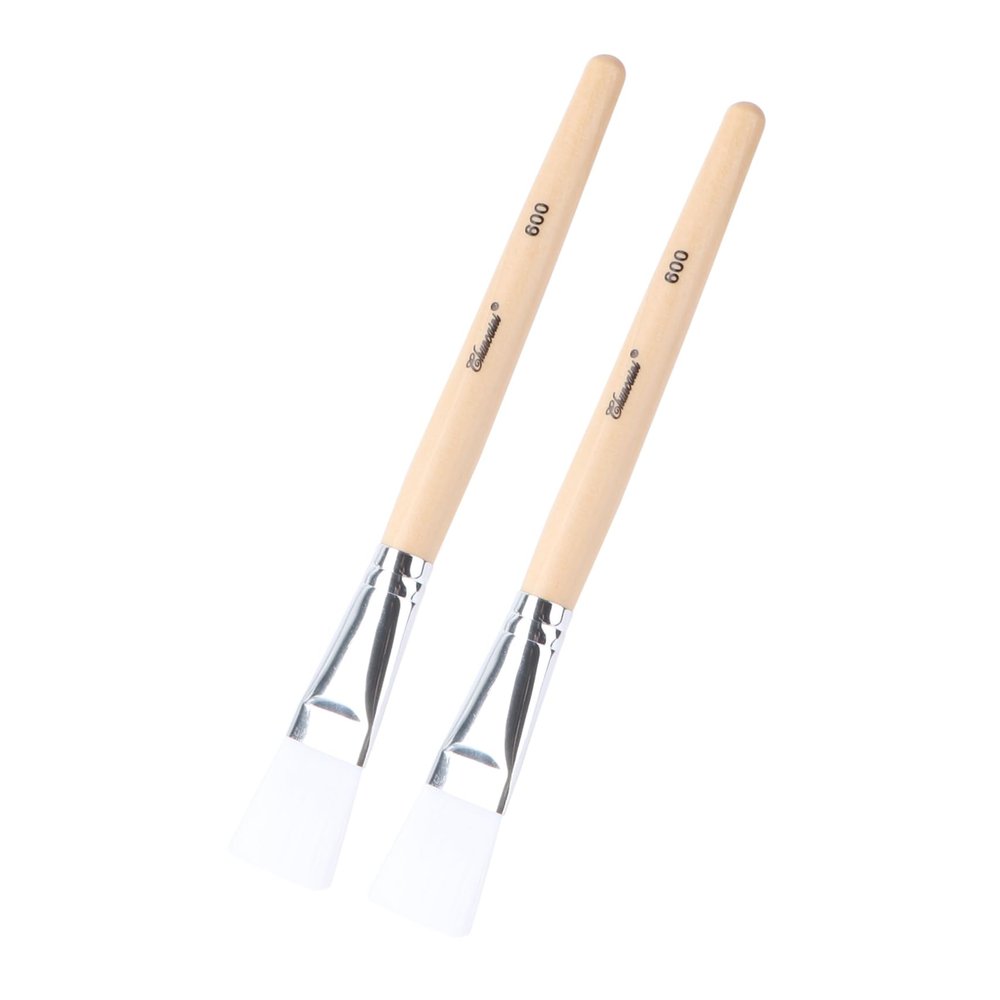 CALLARON 2pcs Random Color Wooden Handle Face Mask Brush Applicator for Facial Masks DIY Makeup and Skin Care