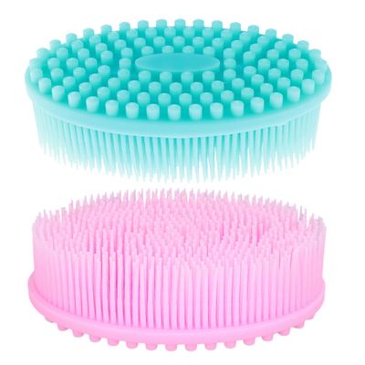HAKIDZEL 2pcs Silicone Bath Brush Exfoliating Body Scrubber Cradle Cap Brush Bathing Shower Scrubbers for Boys and Girls