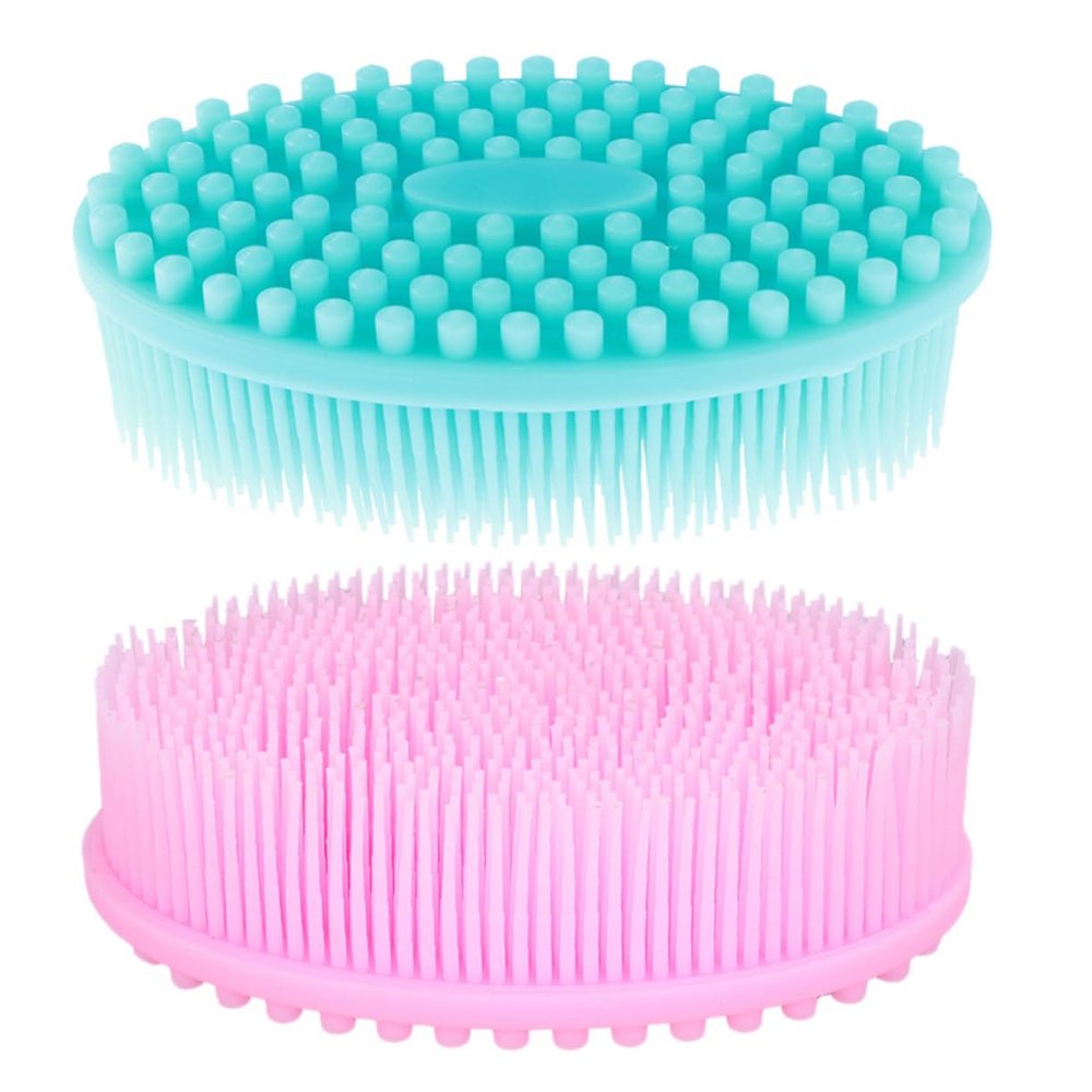 HAKIDZEL 2pcs Silicone Bath Brush Exfoliating Body Scrubber Cradle Cap Brush Bathing Shower Scrubbers for Boys and Girls