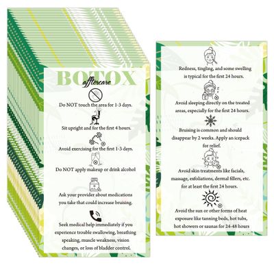 100 Pcs Botox Aftercare Card 2x3.5 Inch Facial Aftercare Instruction Skincare Reminder Beauty Professional Aftercare Cards of Esthetician Spa Aftercare Materials Supplies