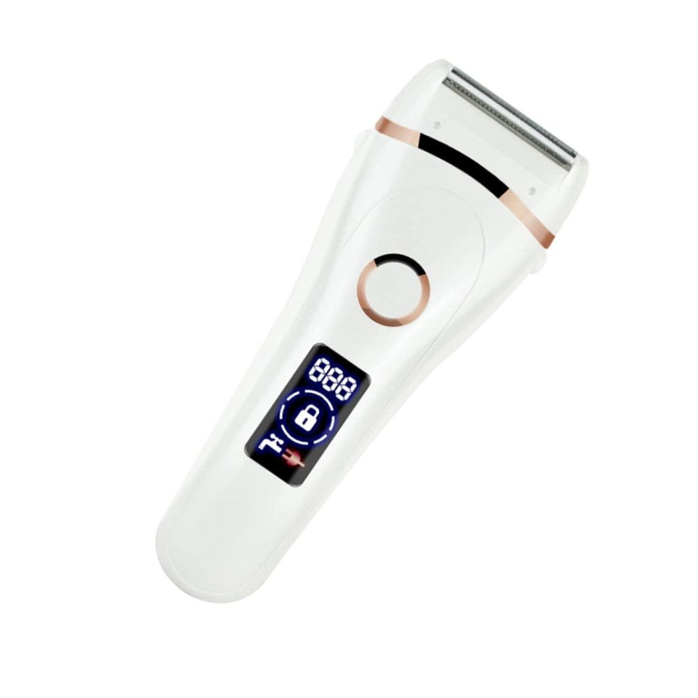 OUNONA Waterproof USB Rechargeable Hair Shaver for Women Cordless Hair Trimmer LCD Display Removal Device for Ladies for Travel