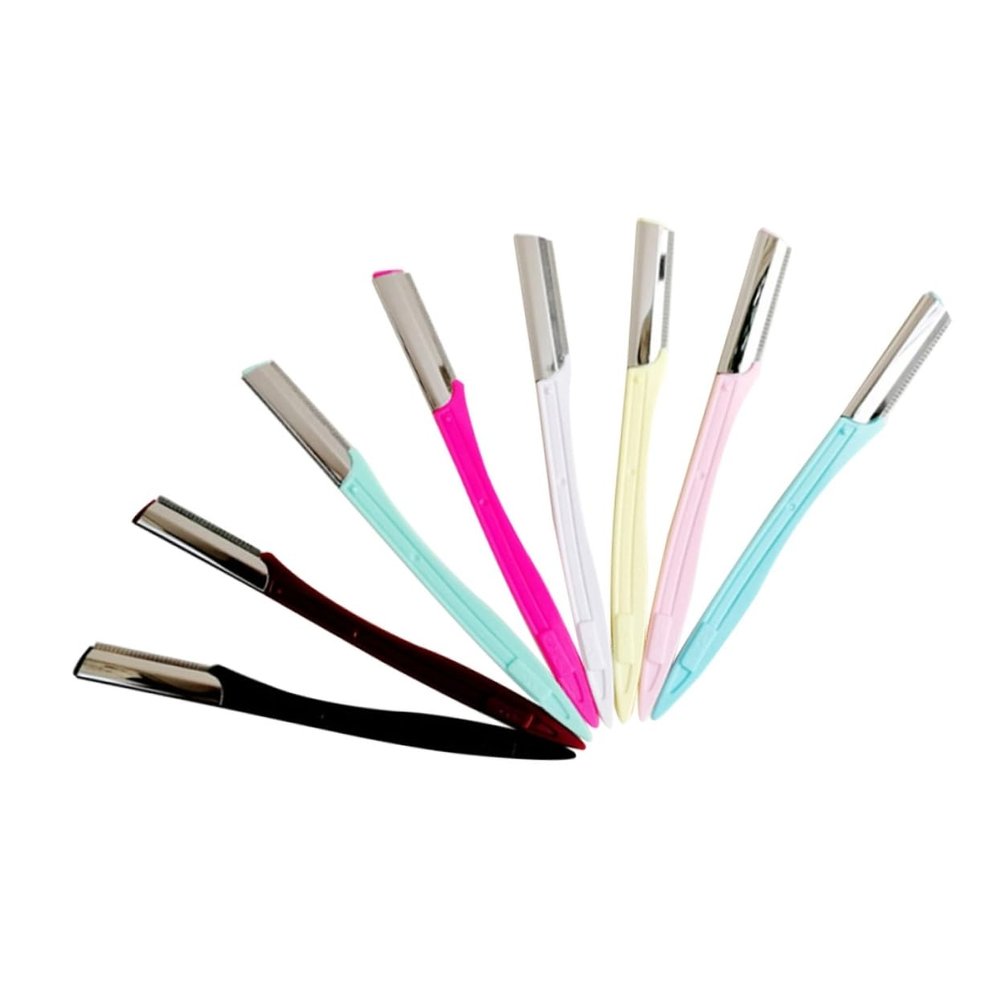 PartyKindom 10pcs Professional Eyebrow Shaper Stainless Steel Razor Portable Eyebrow Trimmer Makeup Tool Kit Hair Remover for Women Random Color