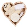 GALPADA Heart Shaped Bathing Kit 6-Piece Set Wooden Bear Indoor Bath Supplies Bathing Scrubbing Tools for Adults and Boys and Girls Includes Loofah Slice view 1