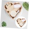 GALPADA Heart Shaped Bathing Kit 6-Piece Set Wooden Bear Indoor Bath Supplies Bathing Scrubbing Tools for Adults and Boys and Girls Includes Loofah Slice view 2