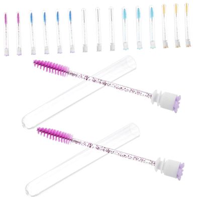 SAFIGLE 20pcs Crystal Handle Eyelash Brush and Eyebrow Spoolie Set with Rhinestones Waterproof Applicators for Eyelash Extensions and Makeup Application Random Color