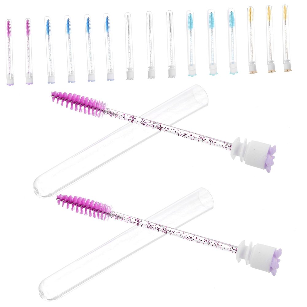 SAFIGLE 20pcs Crystal Handle Eyelash Brush and Eyebrow Spoolie Set with Rhinestones Waterproof Applicators for Eyelash Extensions and Makeup Application Random Color