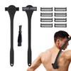 FOREVER GEM 18" Back Shaver & Scrubber for Men  2-in-1 Pain-Free Grooming Tool with Long Handle (46cm), Built-In Scrubber, Wet or Dry Use  Includes Compact Box (23x8x8cm) (BLACK) view 1