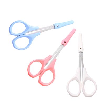 PENIKOKO 3pcs Stainless Tools Eyelash Curler Eyebrow Nose Hair Scissors Curved White Rounded Precision Makeup Grooming Kit for Home Salon Use