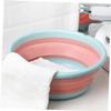 BAZEITFLOW Collapsible Foot Basin Handle Portable Foot Bath Tub for Home Soaking Multi-Purpose Pedicure Bucket Acupressure Massage Points Grey view 3