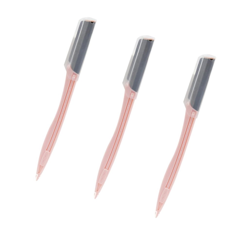 HAKIDZEL 1set Portable Stainless Steel Eyebrow Razor Kit for Women Lightweight Eyebrow Trimmer and Remover Makeup Tool Pink for Travel and Easy Control 3pcs