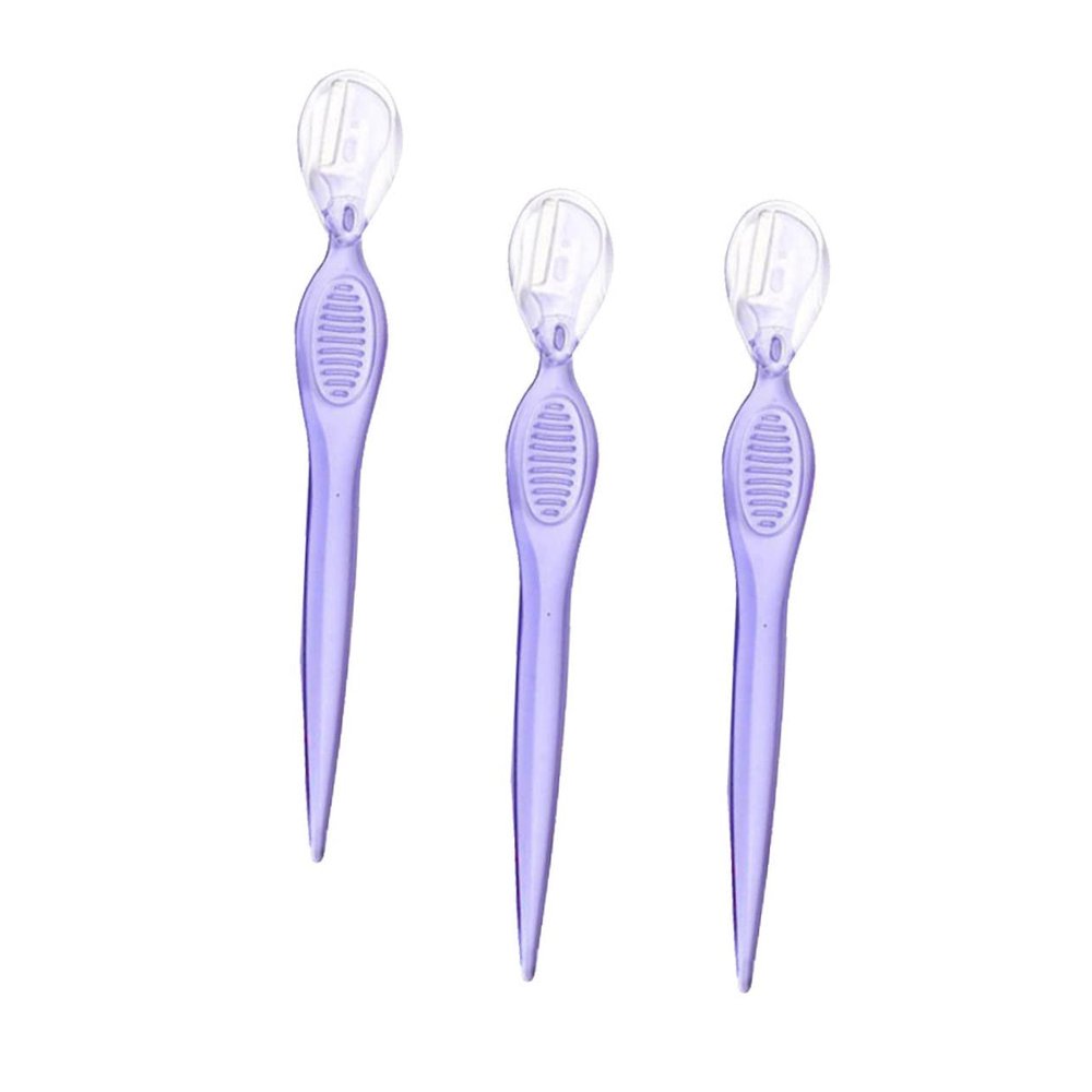 Beaupretty 3Pcs Stainless Steel Eyebrow Trimmers with Non Slip Grip Lightweight Razor for Precise Eyebrow Grooming Travel Friendly Beauty Tools Purple