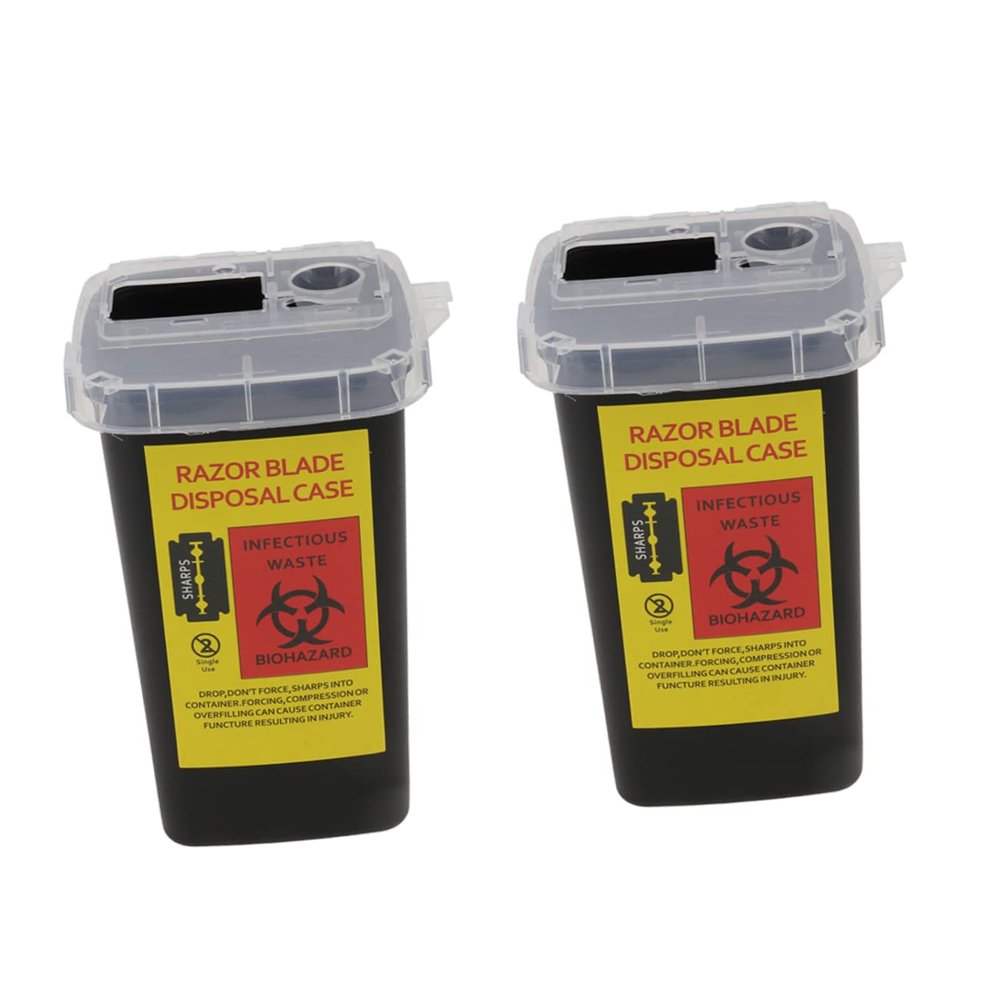 BIUDECO 2pcs Razor Holder Blade Storage Box for Women Men Barbershop Sharps Container