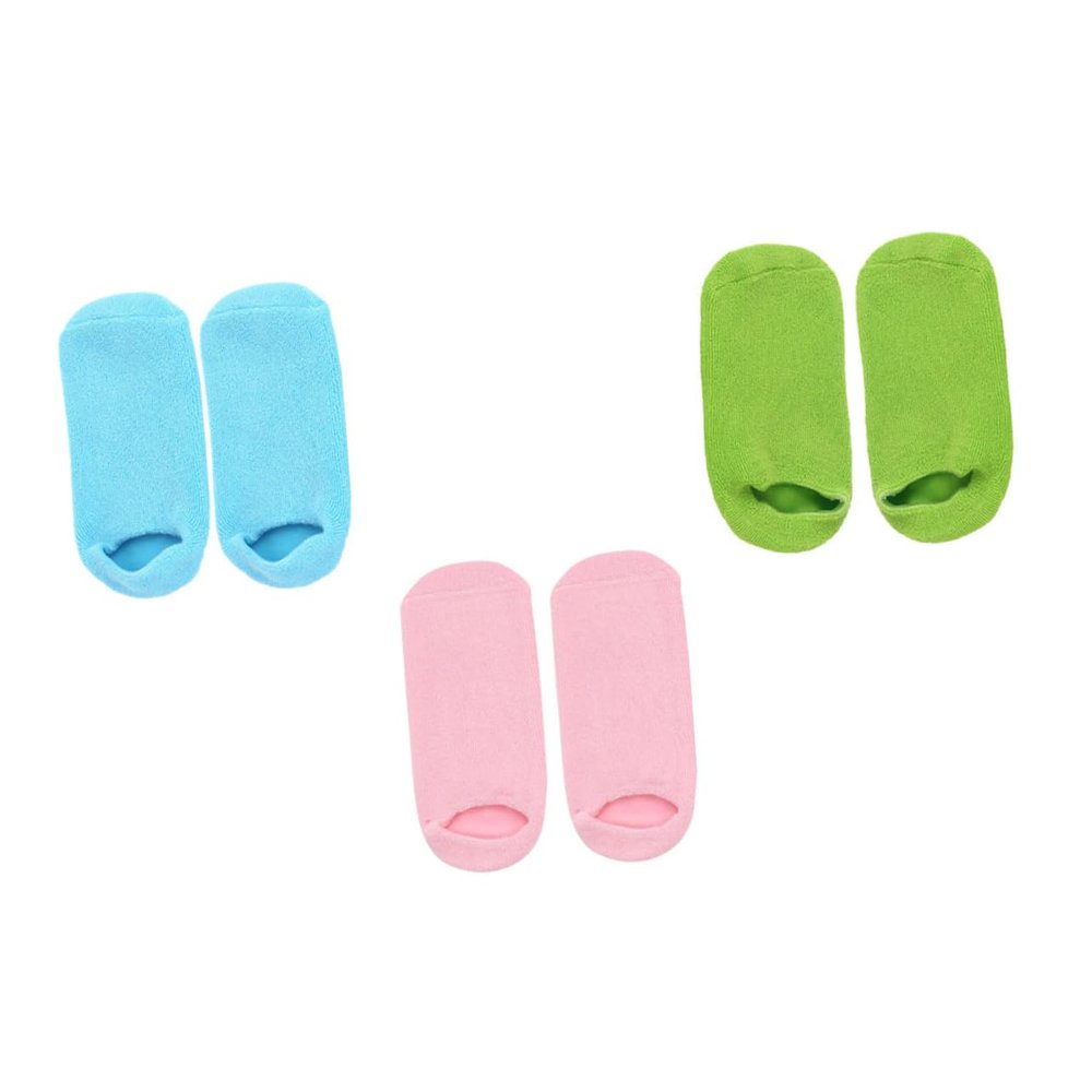 OUNONA 3 Pairs Moisturizing Foot Masks Socks for Dry Feet Non-Slip Cotton Blend Full Coverage