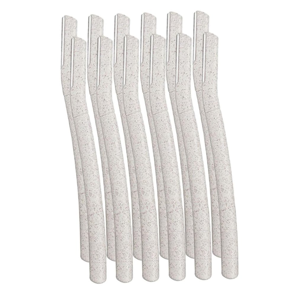 SHERCHPRY 12Pcs Wheat Straw Eyebrow Razors Skin Friendly Face Hair Trimmer Blades for Gentle Eyebrow Shaping Packaging Portable Eyebrow Shaver