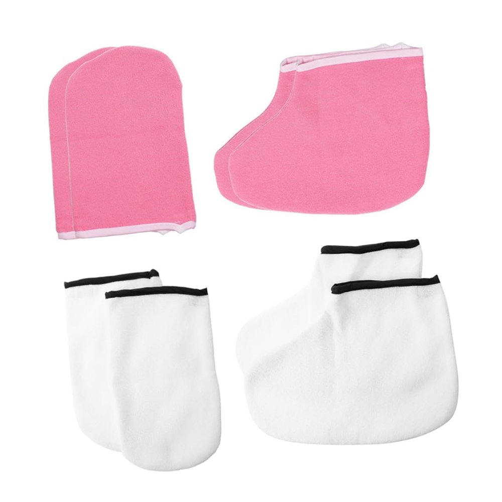 Beaupretty 4pairs Hand Foot Mask Cover Paraffin Wax Bath Gloves for Dry Cracked Feet Exfoliating Glove