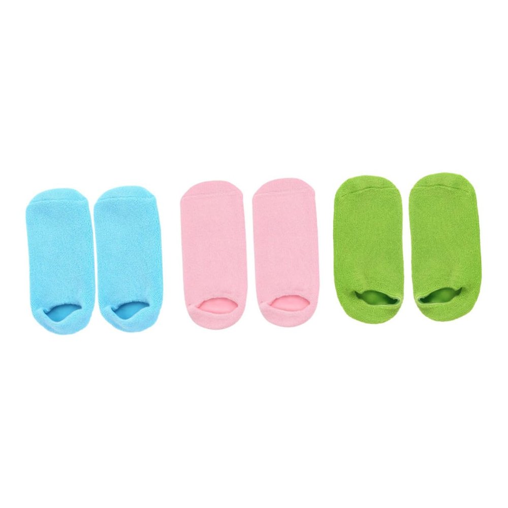 FOYTOKI 3Pairs Moisturizing Foot Care Socks Spa Foot Masks for Dry Feet Slip Resistant Salon Foot Covers Soft Blend for Night Use Fits