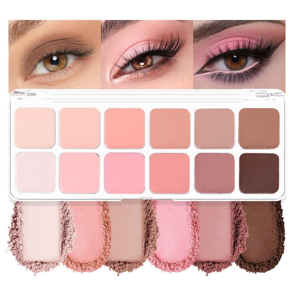 AMY'S DIARY 12 Color Light Pink Brown Eyeshadow Palette, Long-Lasting, and Highly Pigmented eye shadow. Elevate Your Eye Makeup Unleash Your Unique Style (13#)