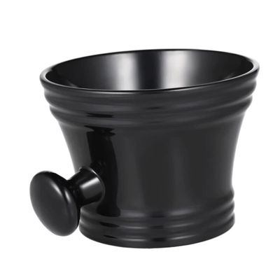DEARMAMY Men Shaving Bowl Plastic Shaving Soap Cup Round Handle Design Easy to Use and Maintain Black