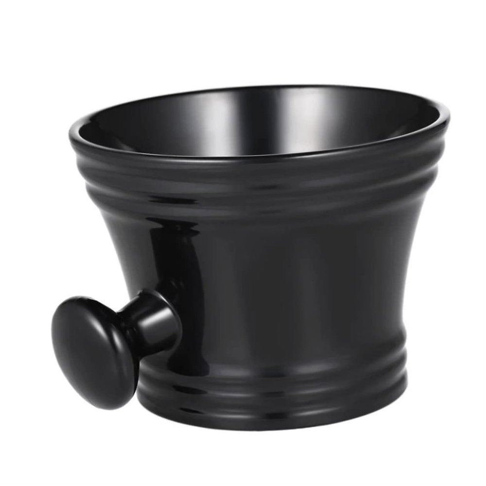 DEARMAMY Men Shaving Bowl Plastic Shaving Soap Cup Round Handle Design Easy to Use and Maintain Black