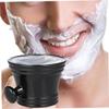 DEARMAMY Men Shaving Bowl Plastic Shaving Soap Cup Round Handle Design Easy to Use and Maintain Black view 3