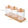 Alipis Cotton Ball Jars with Bamboo Lid 3-Piece Makeup Organizer for Cotton Swabs and Pads Storage Containers for Vanity Use view 2