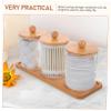 Alipis Cotton Ball Jars with Bamboo Lid 3-Piece Makeup Organizer for Cotton Swabs and Pads Storage Containers for Vanity Use view 4