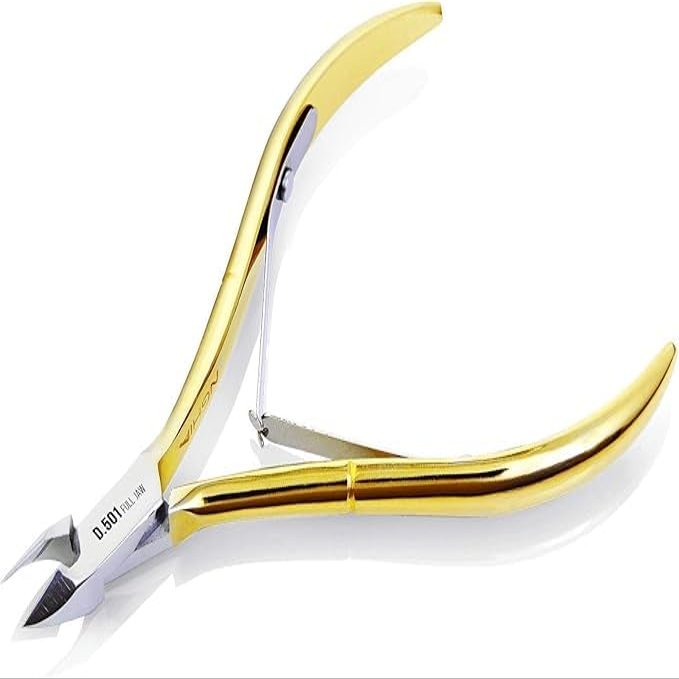 ZOLA Professional Cuticle Nippers Jaw 12 Gold Stainless Steel Long Handle Precision Trimmer for Manicure & Pedicure Sharp, Durable & Ergonomic