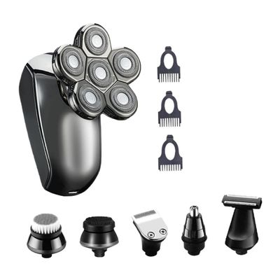 Healeved 6-in-1 Waterproof Electric Razor for Men Rechargeable Body Shaving Shaver Six Heads Multi-Functional Grooming Kit for Home and Travel