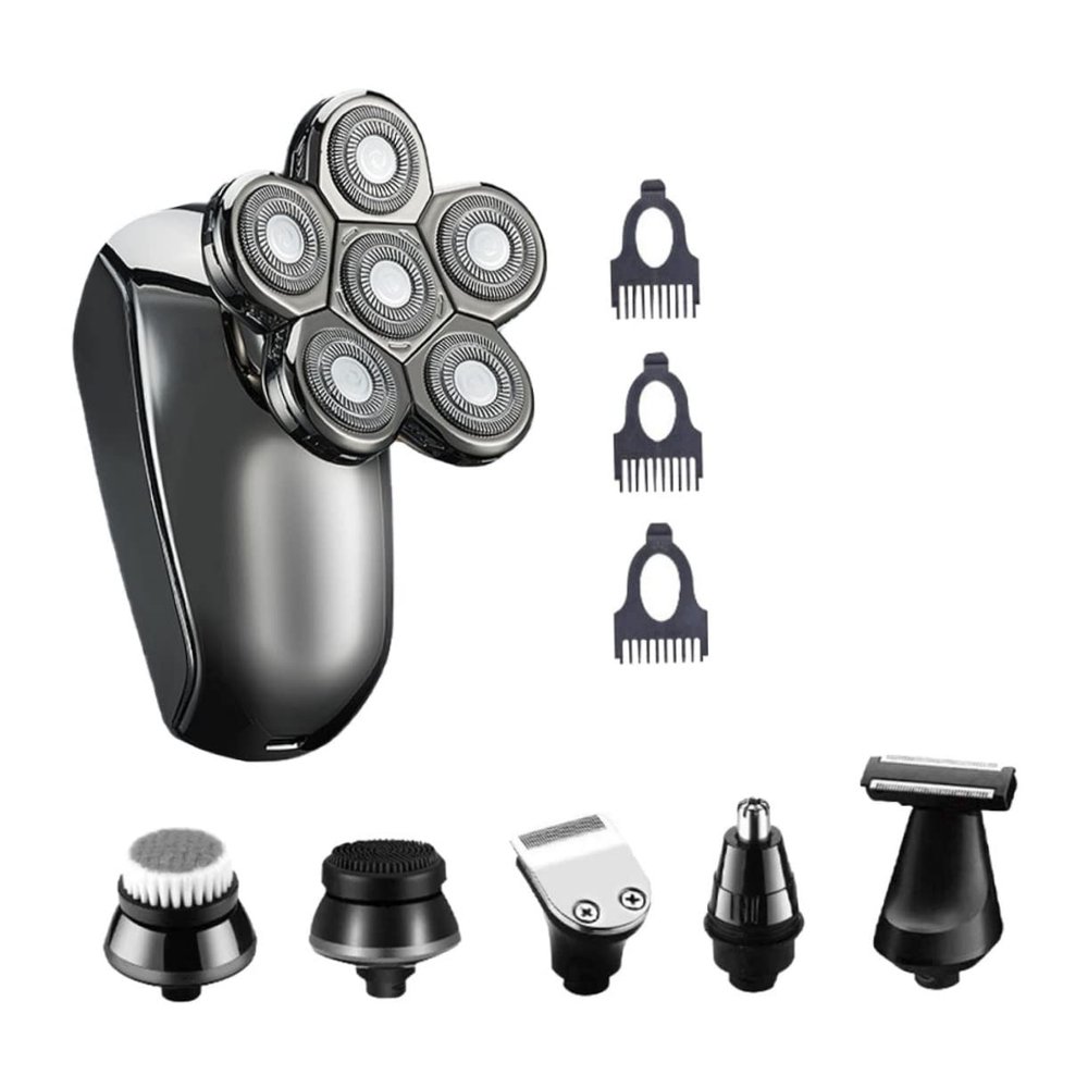 Healeved 6-in-1 Waterproof Electric Razor for Men Rechargeable Body Shaving Shaver Six Heads Multi-Functional Grooming Kit for Home and Travel