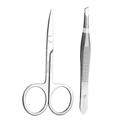 Ipetboom Professional Eyebrow Tweezer and Scissor Set 2-Piece Stainless Steel Beauty Tools for Precise Eyebrow Grooming Suitable for Makeup Enthusiasts and Everyday Use