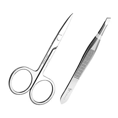 Healeved Eyebrow Tweezer and Scissor Set 2-Piece Stainless Steel Beauty Makeup Tools for Eyebrow Grooming for Women