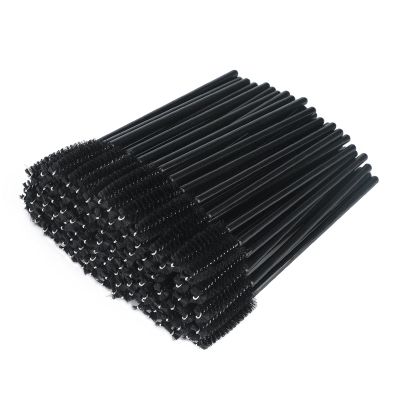 Disposable Mascara Wands, Black Plastic Eyelash Extension Brushes, 3.9 Inch Length, Professional Makeup Applicators, 100 Count Spoolie Brush Set (3.9 inch, 100, Count)