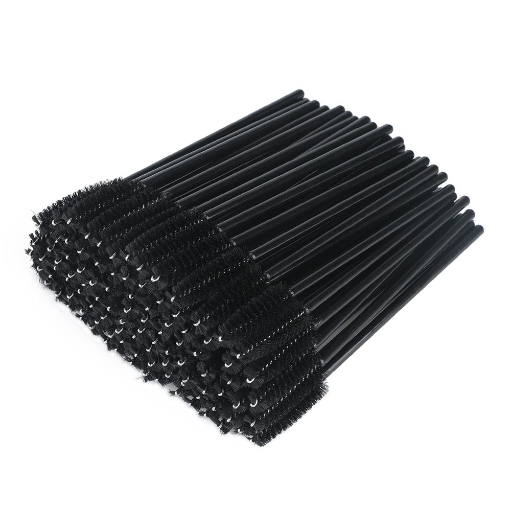 Disposable Mascara Wands, Black Plastic Eyelash Extension Brushes, 3.9 Inch Length, Professional Makeup Applicators, 100 Count Spoolie Brush Set (3.9 inch, 100, Count)
