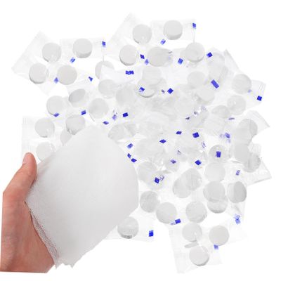 BAZEITFLOW 100Pcs Compressed Towel Tablets Mini Coin Tissue for Travel Outdoor and Sports Compact Washcloths for Face and Hands Portable and Durable Cleaning