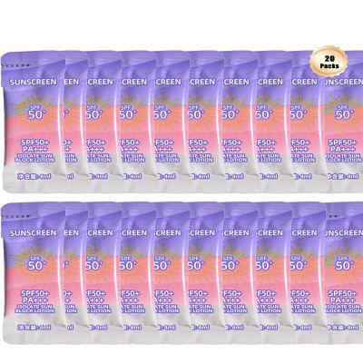 20 Pack Sunscreen SPF50+,Moisturizing Travel Size Sunblock Lightweight&Water-Resistant, 4ml Face & Body Mini Sunscreen Lotion Bulk Portable Sun Cream,Perfect for Most of Skin Women Travel & Outdoor-B