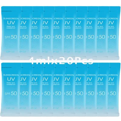 20 Pack Sunscreen SPF50+PA+++ (4ml Each),Moisturizing Travel Size Sunscreen Bulk Christmas Gift Lightweight &Portable,Face&Body Waterproof Mini Suncreens Lotion Women Travel Outdoor Daily Use-A