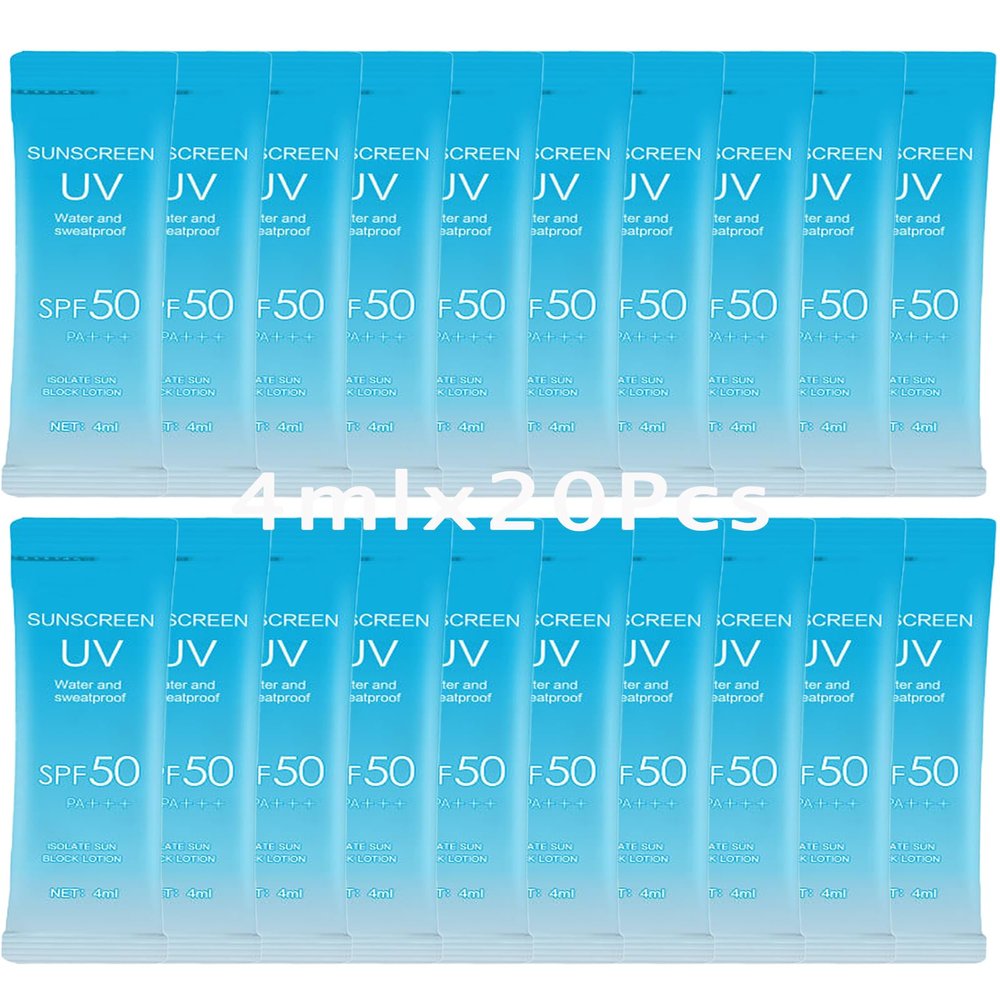 20 Pack Sunscreen SPF50+PA+++ (4ml Each),Moisturizing Travel Size Sunscreen Bulk Christmas Gift Lightweight &Portable,Face&Body Waterproof Mini Suncreens Lotion Women Travel Outdoor Daily Use-A