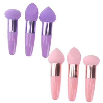 BAZEITFLOW 3Pcs Makeup Sponge Pens Set Small Mushroom Heart Shape Multi-Functional Blending Tools for Face Powder and Liquid Makeup Comfortable to Hold Design