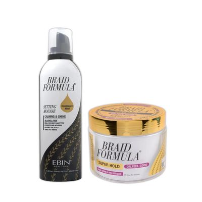 EBIN NEW YORK Braid Formula Conditioning Gel Dr. Feel Good 11oz & Setting Mousse Calming Shine Rosemary Mint 12.49oz Braid Mousse Hair Foam & Conditioning Gel for Braids  Gift Set (2 Items)