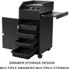 Large Lockable Salon Cart Wooden Barber Trolley On Wheels Multiple Compartment Hairdresser Storage Cart Black for Salon Spa Storage view 3