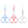 FRCOLOR 3pcs Stainless Tools Eyelash Curler Scissors Curved White Rounded for Home Salon to Clean for Eyebrow Nose Hair Grooming view 1
