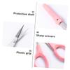 FRCOLOR 3pcs Stainless Tools Eyelash Curler Scissors Curved White Rounded for Home Salon to Clean for Eyebrow Nose Hair Grooming view 4