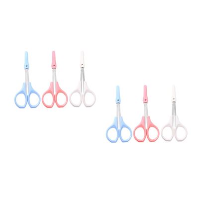 PartyKindom 2sets 3pcs Stainless Steel Beauty Scissors Curved Eyelash Straight Eyebrow Rounded Nose Hair Scissors for Home Salon Portable Easy to Clean for Travel 3pcs*2