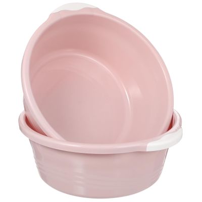 Beavorty 2pcs Household Plastic Wash Basin Set Medium Size Foot Washing Basins for Home Use Versatile Multifunctional Sink Tubs in Pink