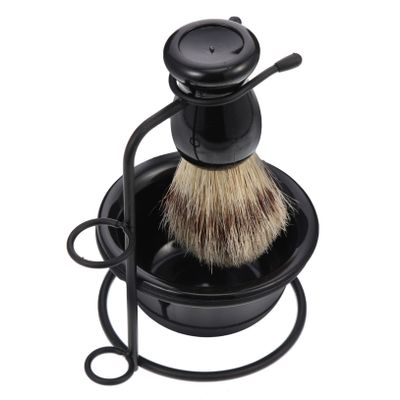 MERRYHAPY Men's Beard Grooming Kit 1 Set Metal Shaving Stand Wear-resistant Shaving Bowl for Household Use