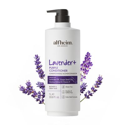 ALFHEIM Lavender+ Purple Conditioner for Blonde, Silver & Color-Treated Hair  Deeply Hydrates & Restores Shine  with Lavender Oil, Quinoa Extract & Vitamin E  Sulfate Free  33.8 oz / 1000 ml