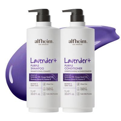 ALFHEIM Lavender+ Purple Shampoo & Conditioner Set for Blonde, Silver & Color-Treated Hair  Hydrates & Restores Cool Radiance  with Quinoa Extract & Vitamin E  Sulfate Free  33.8 oz / 1000 ml  2