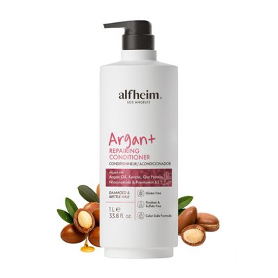 ALFHEIM Argan+ Repairing Conditioner for Dry, Damaged & Frizzy Hair with Argan Oil, Keratin, Oat Protein Deep Repair, Moisture, Detangling & Shine Boost Color Safe, Sulfate Free 33.8 oz