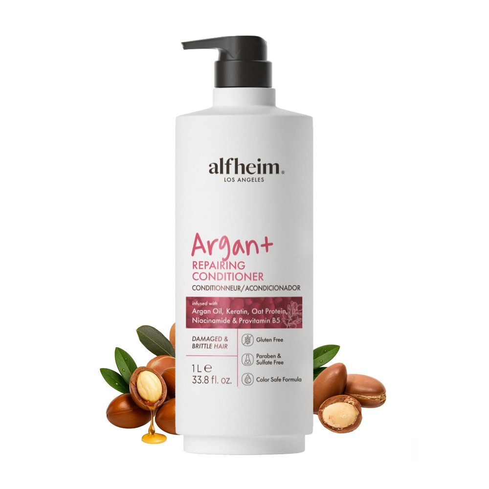 ALFHEIM Argan+ Repairing Conditioner for Dry, Damaged & Frizzy Hair with Argan Oil, Keratin, Oat Protein Deep Repair, Moisture, Detangling & Shine Boost Color Safe, Sulfate Free 33.8 oz